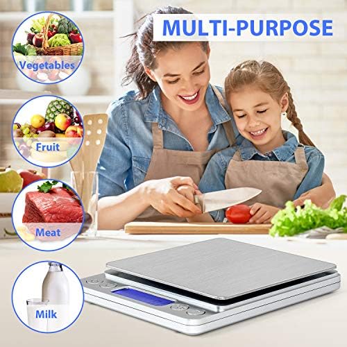 Digital Food Kitchen Scale, 3000g/0.1g High Accuracy Mini Pocket Scale Measures in Grams and oz for Cooking, Baking, Jewelry, Tare Function,2 Trays, LCD Display (Batteries Included)