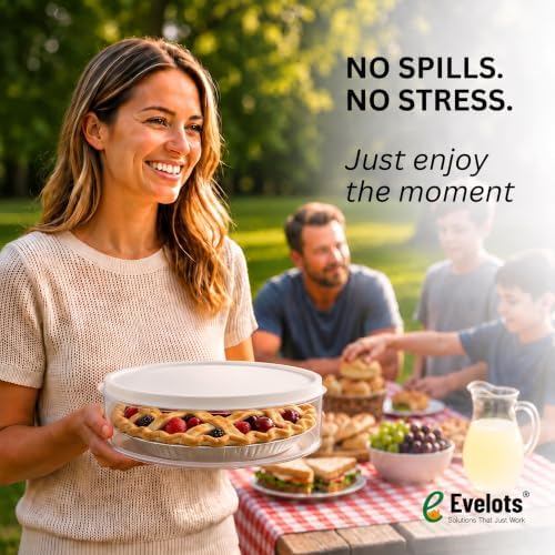 Evelots Pie Container with Lid, 4-Pack, 11-Inch, Clear BPA-Free Carriers