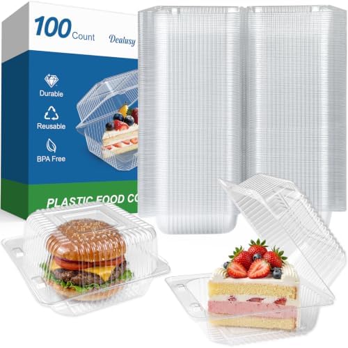 Dealusy 100 Pack Extra Heavy Duty Clear Slice Cake Carriers
