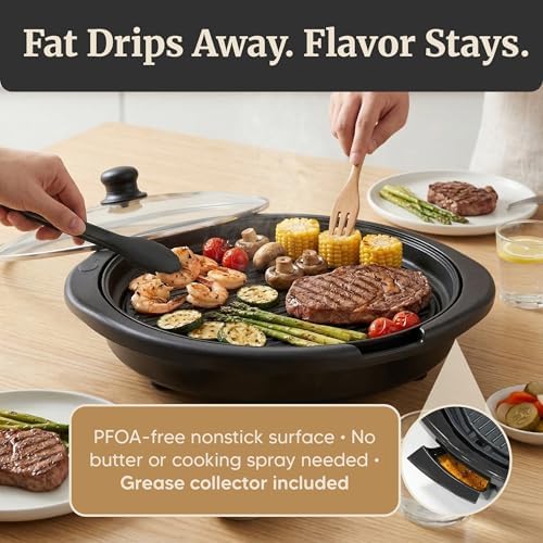 Elite Gourmet EMG-980BX Indoor Electric Round Grill, Non-Stick, 14" Black
