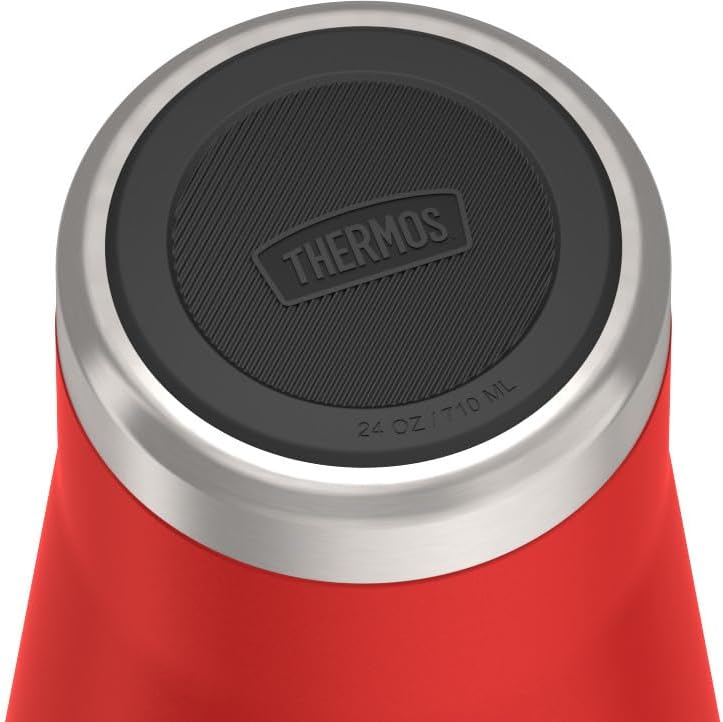 THERMOS Icon Series 24oz Stainless Steel Tumbler with Slide Lock Lid, Leakproof, Fits Cupholder, Dishwasher Safe, Griptec™ Non‑Slip Base, Keeps Drinks Hot 6 Hrs/Cold 22 Hrs, Crimson