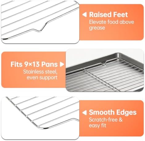 Roasting Rack for 9x13 Baking Pan, Wire Rack for Cooking and Baking Sheet
