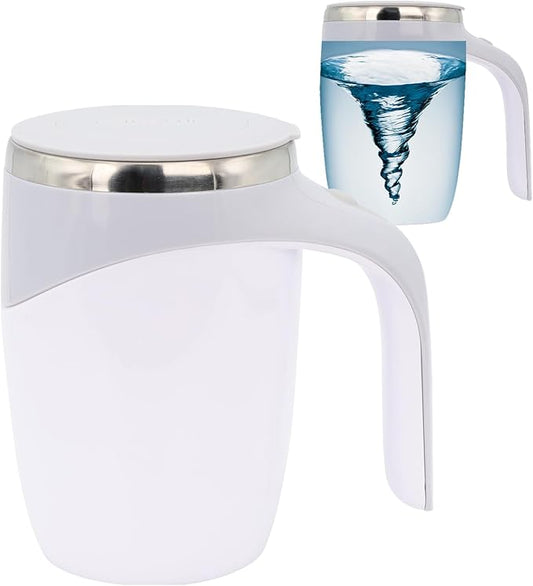Self Stirring Mug - Automatic Magnetic Electric Coffee Mug, Rotating Cute Mixing Cup Tasse, To Stir Office/Kitchen/Travel/Home Coffee/Tea/Hot Chocolate/Milk-450 ml/15.2 oz(White)