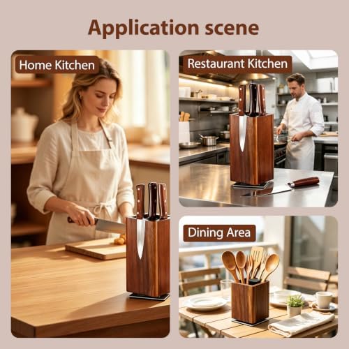 Magnetic Knife Block, 360° Rotating Knife Holder without Knives