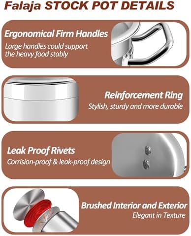 35 Quart Stainless Steel Cooking Pot - Stock Pot with Lid - Large Soup Pot for Cooking, Stew, Pozole, Pasta - Induction Compatible - Ideal for Home & Commercial Use