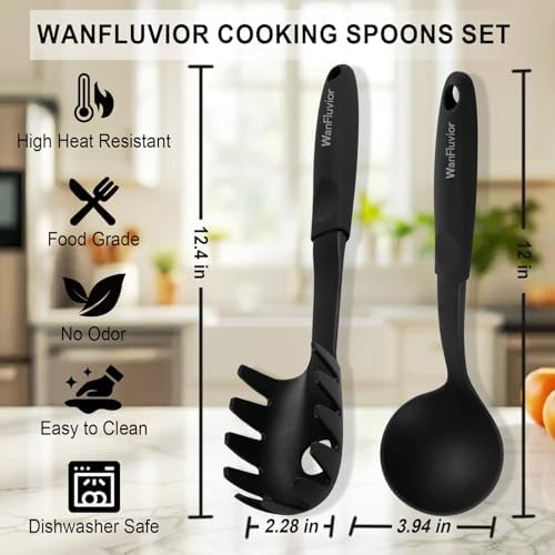 Pasta Fork and Soup Ladle Set, 2 PCS Kitchen Pasta Spoon Spaghetti Strainer