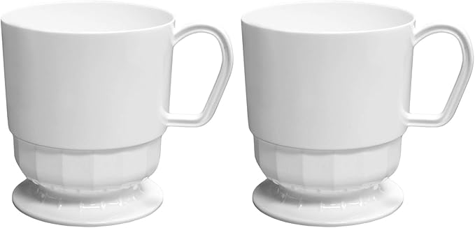 Party Essentials 8-Ounce Hard Plastic Coffee Cup/Tea Mug with Handle, 20-Count, Deluxe White (Pack of 2)