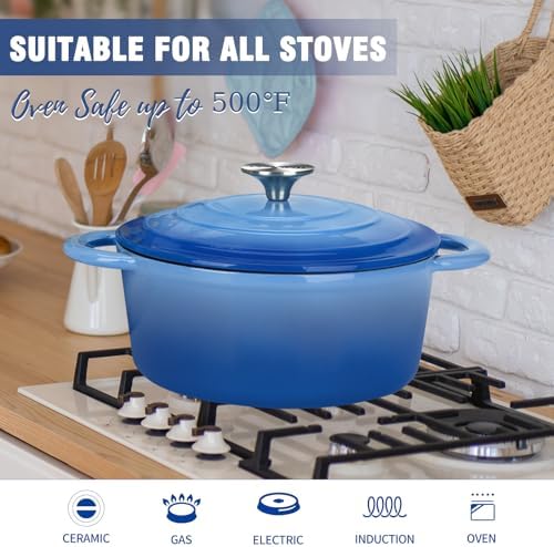 5 QT Enameled Cast Iron Dutch Oven with Self-Basting Lid