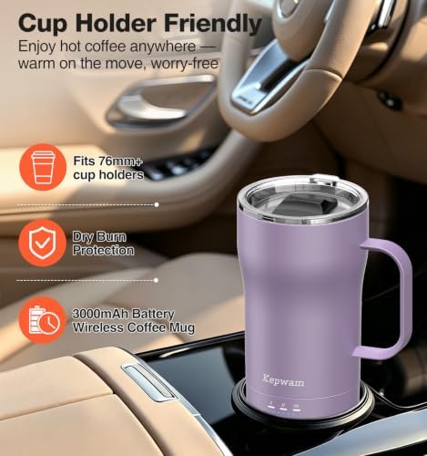Kepwam Heated Coffee Mug T4, 16oz Smart Mug with Constant Temp Control