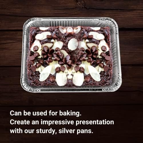 Aluminum Pans Half Size, 9X13, Extra Heavy Duty Disposable Foil Pans For Baking (100 Pack) Roasting & Chafing, Bulk Quantity for Caterers, Restaurants & Hotels For Buffets, Steam Table & Food Prepping