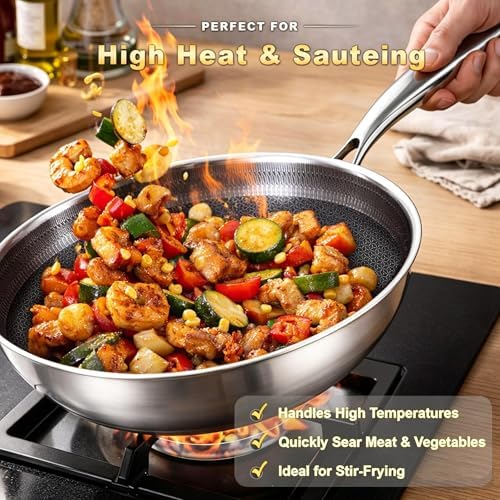 LOLYKITCH 12 Inch Hybrid Nonstick Wok with Lid | Ceramic Coating