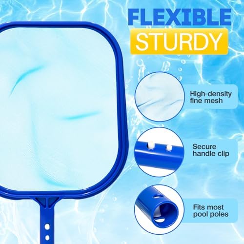 Pool Skimmer Net, Professional Swimming Pool Leaf Skimmer with Heavy Duty Frame, Fine Nylon Flat Mesh for Fast Debris Cleaning, for Above Ground & In-Ground Pools,16×10.8in (No Pole)