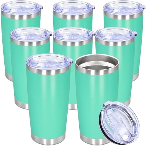 20oz Tumbler Stainless Steel Tumbler Coffee Tumbler with Lid Light Blue, 8P
