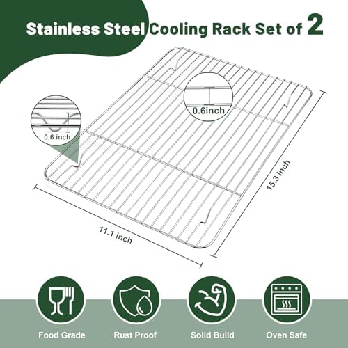 TeamFar Cooling Rack, 15.3” x 11.1” Stainless Steel Wire Baking Rack, 2PCS