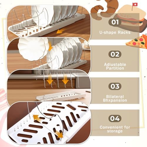 2 Pcs Expandable Pot and Pan Organizer for under Cabinet, Adjustable Lid Holder with 7 Dividers Space-Saving Pan Organizers Storage for Cookie Sheets Cutting Boards Pot Lids Cookware