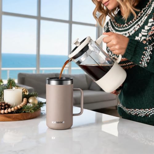 KXIAOCHEN 20 oz Insulated Coffee Mug, Coffee Cup with Lid and Wide Handle