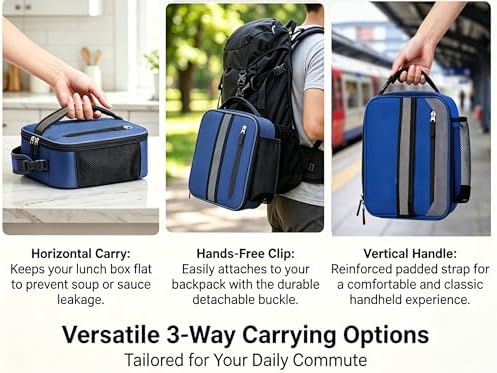 Lunch Box Insulated Lunch bag for Men Teen Kids Boys Adult Portable Stylish Small Lunchbox Special Design for Working Office school Picnic (Blue 6L(Without Shoulder Straps))