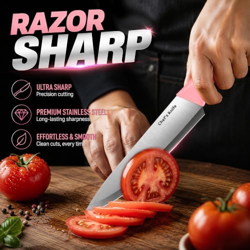 14-Piece Kitchen Knife Block Set with Built-In Sharpener