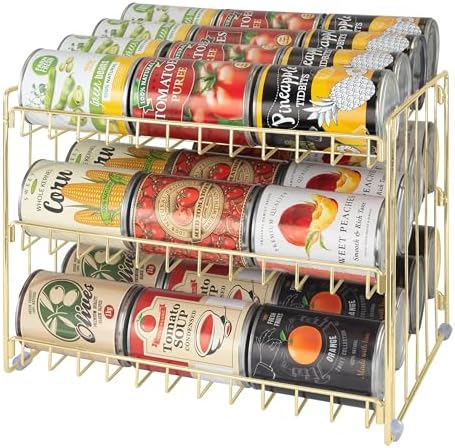 Kitchen Details 3 Tier Can Storage Organizer Rack in Gold