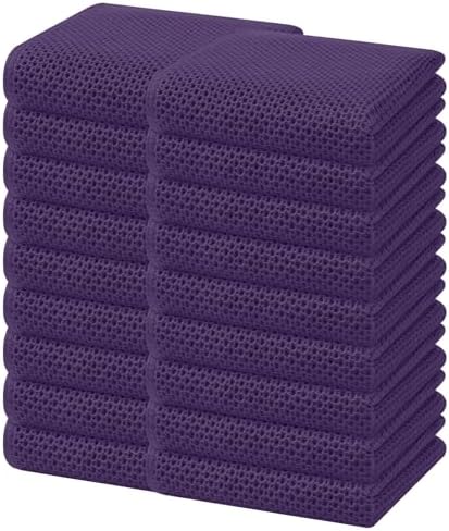 Homaxy 100% Cotton Waffle Weave Kitchen Dish Towels 18-Pack, Eggplant