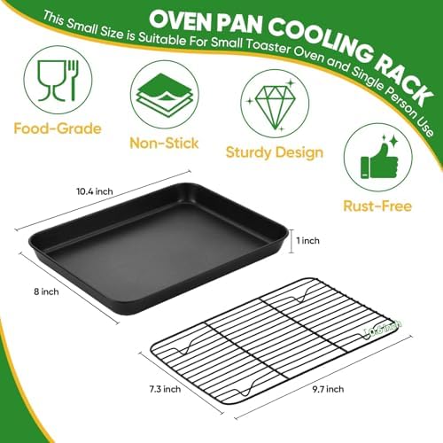 P&P CHEF Nonstick Baking Oven Pan with Rack for Cookie, 10.4 x 8 Inch