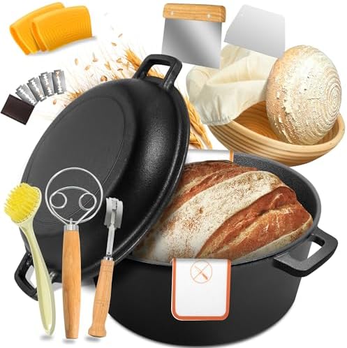 5 QT Pre-Seasoned Cast Iron Dutch Oven for Bread Baking