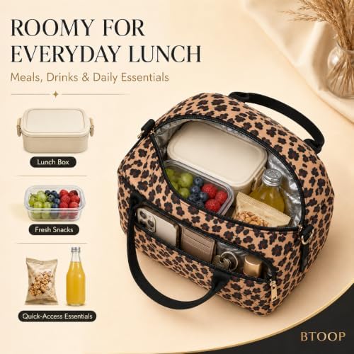 BTOOP Lunch Box for Women, Quilted Insulated Lunch Bag with Shoulder Strap