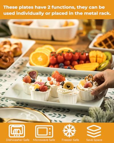 LAUCHUH 3 Tier Serving Tray, Porcelain Serving Platter Tier Serving Stand