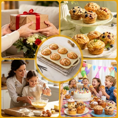 Jumbo Muffin Pan, Metal Reinforced Frame 6-Cup Large Silicone Cupcake Pan