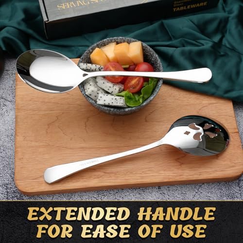 10-Inch 4 Piece Serving Spoon Set - 2 Large, 2 Slotted