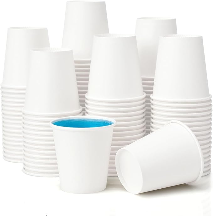 100 Pack 3 oz Paper Cups, Disposable Bathroom Cups, Small Mouthwash Cups, Mini Paper Cups for Bathroom, White 100Pack