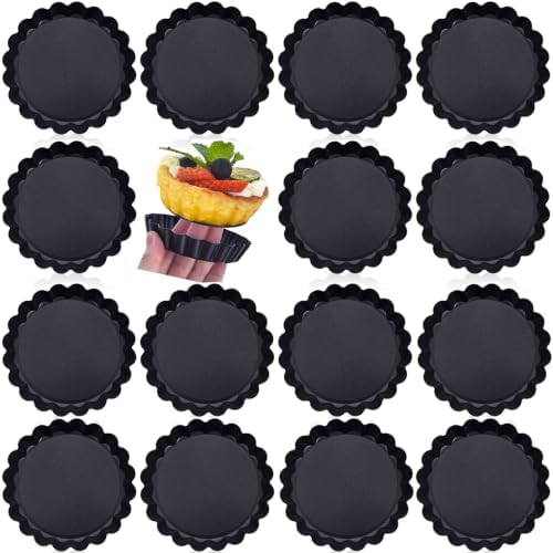 DATANYA Mini Tart Pans 4 Inch with Removable Bottom Quiche Pans 16PACKS