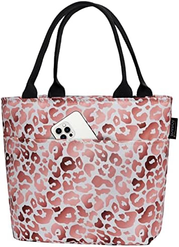 Aosbos Lunch Tote Bag,Insulated Lunch Bag For Women,Work,Office, Leopard