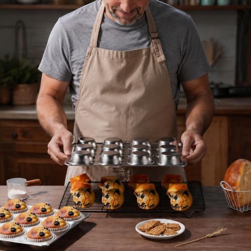 LIANYU 12 Cup Muffin Pan Tin for Baking, 4 Pack Stainless Steel Cupcake Pan
