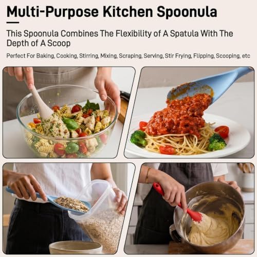 3 PACK Silicone Cooking Spatula & Spoon for Nonstick Cookware, BPA-Free
