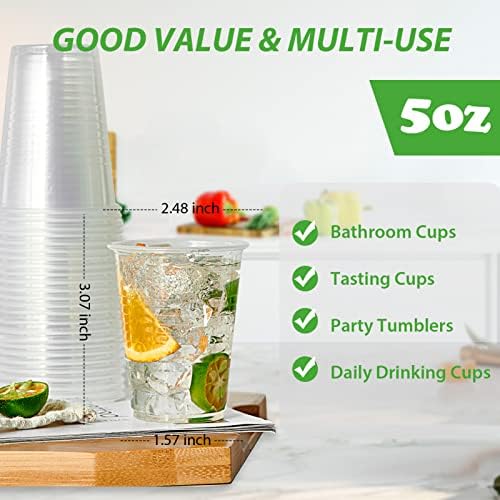 Lilymicky 500 Pack 5 oz Disposable Plastic Cups, 5 oz Clear Plastic Tumbler