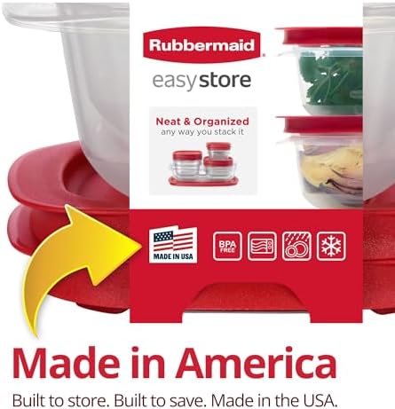 Rubbermaid 7.81- and 14.66-Cup EasyStore Square Containers, 2 Pack, Food Storage Containers, Food Storage Containers with Lids