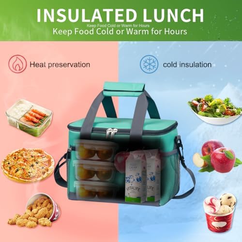 iknoe Insulated Lunch Bag, Foldable 8.5L Cooler Bag for Men & Women, Lunch Box