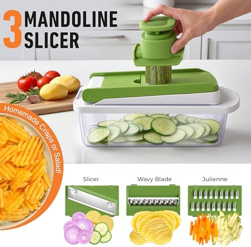 MUELLER HOME Pro-Series 10-in-1 Vegetable Chopper, 8 Blade Onion Mincer