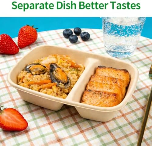 bloomoon 2 Compartment Paper Bowls 100 Pack for Chip and Dip