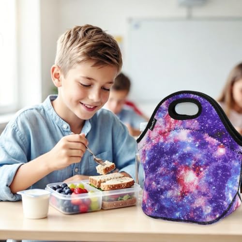FlowFly Neoprene kids Lunch box Insulated Soft Bag Mini Cooler Thermal Meal Tote Kit for Boys, Girls,Men,Women,School,Work, Office, Galaxy
