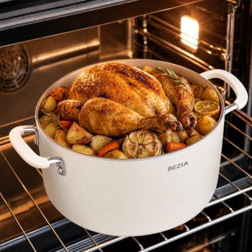 BEZIA 8QT Non Stick Stock Pot with Lid, Ceramic Induction Cooking Pot