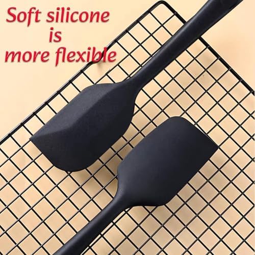 KAKAMINA Black Silicone Spatulas, 8 Pack 8.5 Inch, Sturdy Steel Core