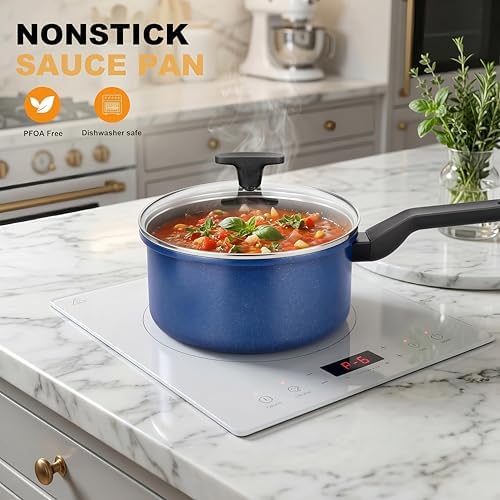 Nonstick Sauce Pan with Lid,1.5QT, PFOA Free,Black