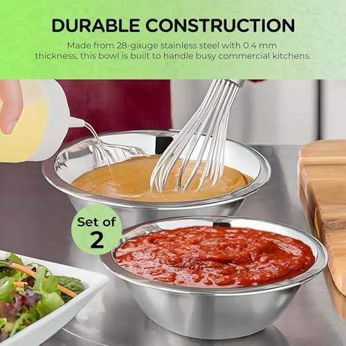 OCS Parts 2-Pack 1.5 Quart Stainless Steel Mixing Bowls | 8-Inch