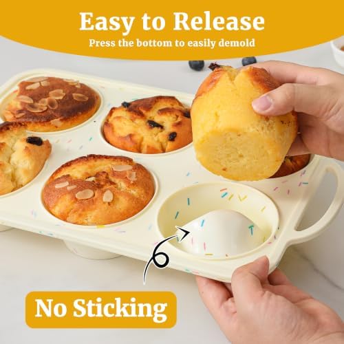 Jumbo Muffin Pan, Metal Reinforced Frame 6-Cup Large Silicone Cupcake Pan