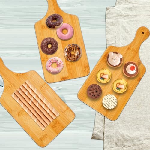 12 Pcs Bamboo Cutting Board Bulk 11x5 Inch Charcuterie Boards with Handle Wood Engraving Serving Board Kitchen Chopping Boards Crafts for Pizza, Bread, Cheese, Charcuterie, Fruit, Vegetables