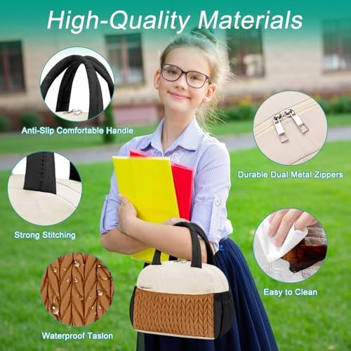 Coobiiya Lunch Box Lunch Bag for Women Men,Reusable Cute Lunch Pail bag,Leakproof,Insulated LunchBox Tote Compact 10L, Cooler Lunch Container for Work Travel Office