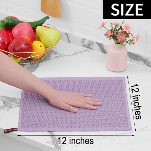 Homaxy 100% Cotton Waffle Weave Kitchen Dish Cloths 6-Pack, Lavender