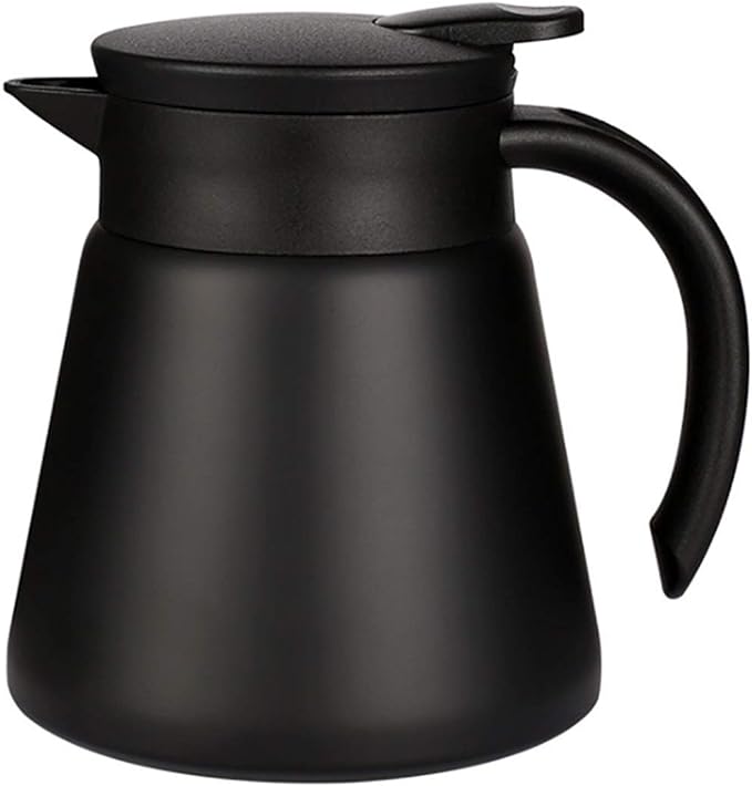Thermal Coffee Carafe Tea Pot 20 Oz Stainless Steel Insulation Pot Double Wall Vacuum Insulated Coffee Water & Beverage Dispenser (Black)